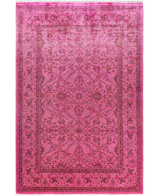 Overdyed Hand-Knotted Wool Modern-Contemporary Pink Area Rug 6' 0" x 9' 3"
