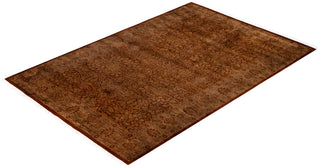 Overdyed Hand-Knotted Wool Modern-Contemporary Brown Area Rug 4' 7" x 7' 2"