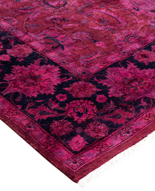 Overdyed Hand-Knotted Wool Modern-Contemporary Purple Area Rug 4' 7" x 7' 2"