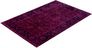 Overdyed Hand-Knotted Wool Modern-Contemporary Purple Area Rug 4' 7" x 7' 2"