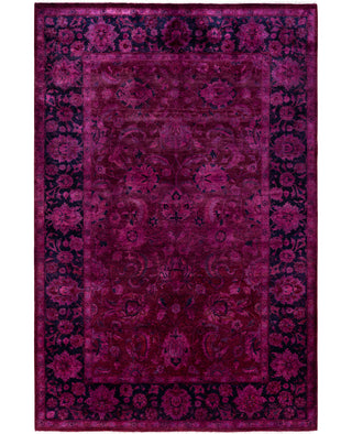 Overdyed Hand-Knotted Wool Modern-Contemporary Purple Area Rug 4' 7" x 7' 2"