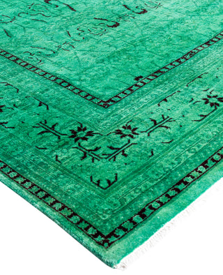 Overdyed Hand-Knotted Wool Modern-Contemporary Green Area Rug 4' 9" x 7' 6"