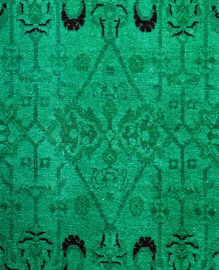Overdyed Hand-Knotted Wool Modern-Contemporary Green Area Rug 4' 9" x 7' 6"