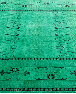 Overdyed Hand-Knotted Wool Modern-Contemporary Green Area Rug 4' 9" x 7' 6"