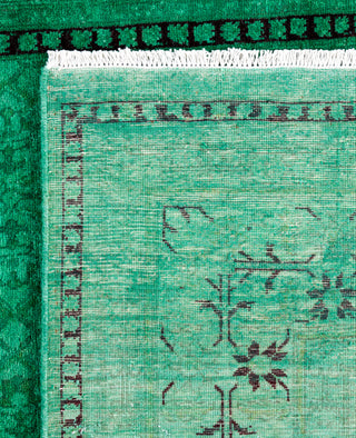 Overdyed Hand-Knotted Wool Modern-Contemporary Green Area Rug 4' 9" x 7' 6"