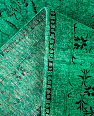 Overdyed Hand-Knotted Wool Modern-Contemporary Green Area Rug 4' 9" x 7' 6"