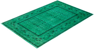 Overdyed Hand-Knotted Wool Modern-Contemporary Green Area Rug 4' 9" x 7' 6"