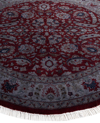 Contemporary Overdyed Wool Hand Knotted Red Round Area Rug 5' 1" x 5' 3"