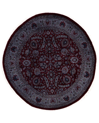 Contemporary Overdyed Wool Hand Knotted Red Round Area Rug 5' 1" x 5' 3"