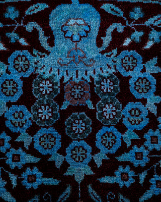 Contemporary Hand-Knotted Overdyed Blue Round Area Rug 6' 1" x 6' 1"