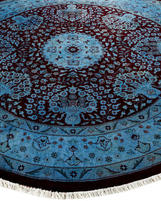 Contemporary Hand-Knotted Overdyed Blue Round Area Rug 6' 1" x 6' 1"