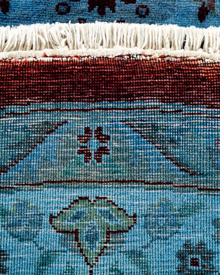 Contemporary Hand-Knotted Overdyed Blue Round Area Rug 6' 1" x 6' 1"