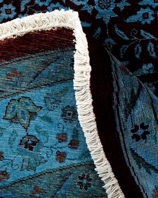 Contemporary Hand-Knotted Overdyed Blue Round Area Rug 6' 1" x 6' 1"