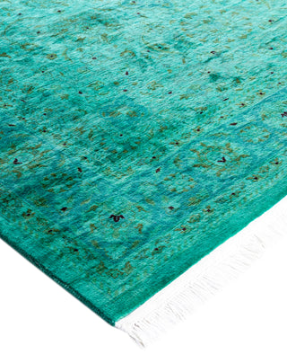Overdyed Hand-Knotted Wool Modern-Contemporary Green Area Rug 4' 8" x 7' 4"