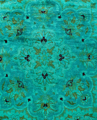Overdyed Hand-Knotted Wool Modern-Contemporary Green Area Rug 4' 8" x 7' 4"
