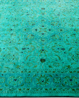 Overdyed Hand-Knotted Wool Modern-Contemporary Green Area Rug 4' 8" x 7' 4"