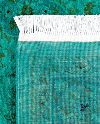Overdyed Hand-Knotted Wool Modern-Contemporary Green Area Rug 4' 8" x 7' 4"