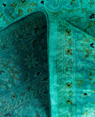 Overdyed Hand-Knotted Wool Modern-Contemporary Green Area Rug 4' 8" x 7' 4"