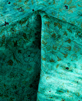 Overdyed Hand-Knotted Wool Modern-Contemporary Green Area Rug 4' 8" x 7' 4"