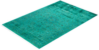 Overdyed Hand-Knotted Wool Modern-Contemporary Green Area Rug 4' 8" x 7' 4"