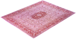 Overdyed Hand-Knotted Wool Modern-Contemporary Pink Area Rug 8' 2" x 10' 2"