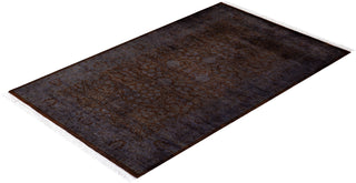 Modern Overdyed Hand Knotted Wool Black Area Rug 3' 3" x 5' 4"