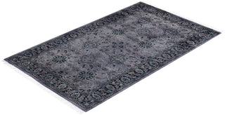 Modern Overdyed Hand Knotted Wool Gray Area Rug 3' 1" x 5' 2"