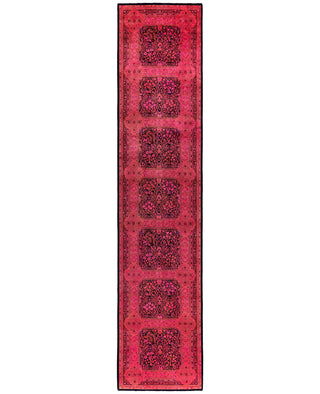 Overdyed Hand-Knotted Wool Modern-Contemporary Pink Runner 3' 0" x 14' 3"