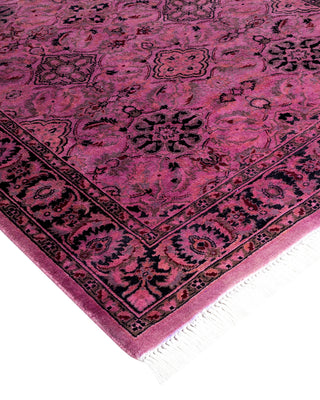 Modern Overdyed Hand Knotted Wool Pink Runner 3' 0" x 13' 1"