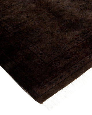 Modern Overdyed Hand Knotted Wool Brown Runner 2' 6" x 10' 8"