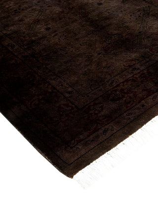 Contemporary Hand Knotted Overdyed Brown Runner 2' 6" x 10' 8"