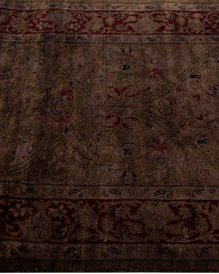 Contemporary Hand Knotted Overdyed Brown Runner 2' 6" x 10' 8"