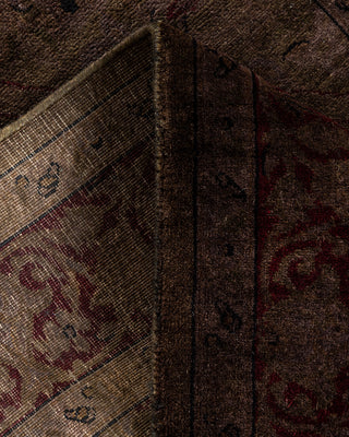 Contemporary Hand Knotted Overdyed Brown Runner 2' 6" x 10' 8"