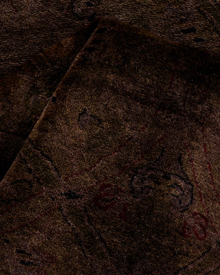 Contemporary Hand Knotted Overdyed Brown Runner 2' 6" x 10' 8"