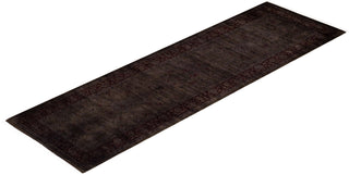 Modern Overdyed Hand Knotted Wool Brown Runner 2' 6" x 10' 8"