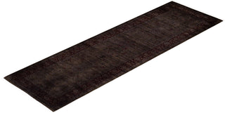 Contemporary Hand Knotted Overdyed Brown Runner 2' 6" x 10' 8"