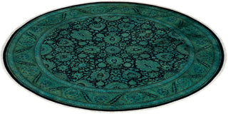 Contemporary Fine Vibrance Black Wool Area Rug - 7' 1" x 7' 1"