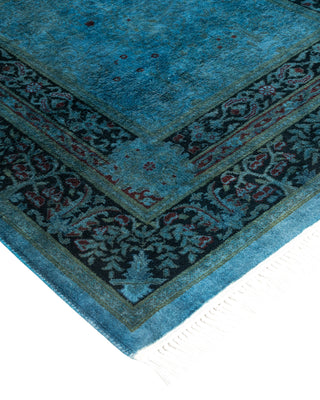 Modern Overdyed Hand Knotted Wool Blue Area Rug 4' 1" x 6' 4"