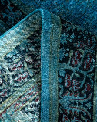 Contemporary Hand Knotted Overdyed Blue Area Rug 4' 1" x 6' 4"