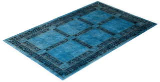 Contemporary Hand Knotted Overdyed Blue Area Rug 4' 1" x 6' 4"