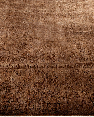 Contemporary Fine Vibrance Brown Wool Area Rug - 5' 9" x 8' 7"
