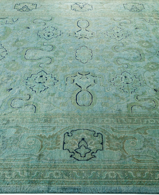 Contemporary Overdyed Wool Hand Knotted Green Area Rug 6' 1" x 8' 9"