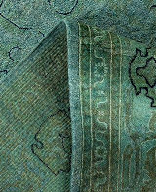 Contemporary Overdyed Wool Hand Knotted Green Area Rug 6' 1" x 8' 9"
