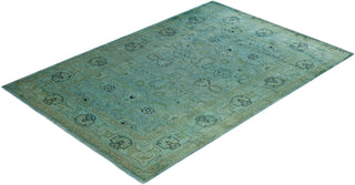 Contemporary Overdyed Wool Hand Knotted Green Area Rug 6' 1" x 8' 9"