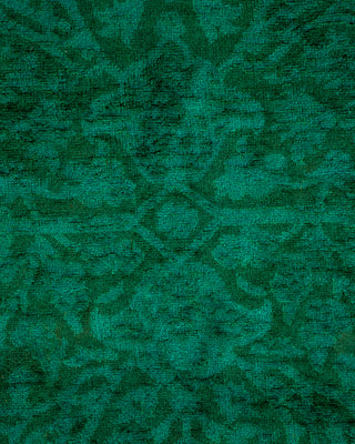 Modern Overdyed Hand Knotted Wool Green Area Rug 6' 2" x 9' 2"