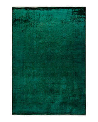 Contemporary Fine Vibrance Green Wool Area Rug 6' 2" x 9' 2"
