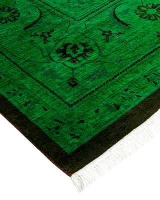 Modern Overdyed Hand Knotted Wool Green Area Rug 8' 2" x 10' 9"