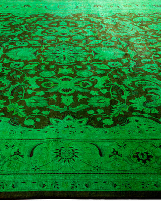 Modern Overdyed Hand Knotted Wool Green Area Rug 8' 2" x 10' 9"