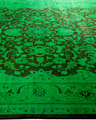 Contemporary Hand-Knotted Overdyed Green Area Rug 8' 2" x 10' 9"