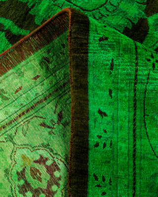 Contemporary Hand-Knotted Overdyed Green Area Rug 8' 2" x 10' 9"